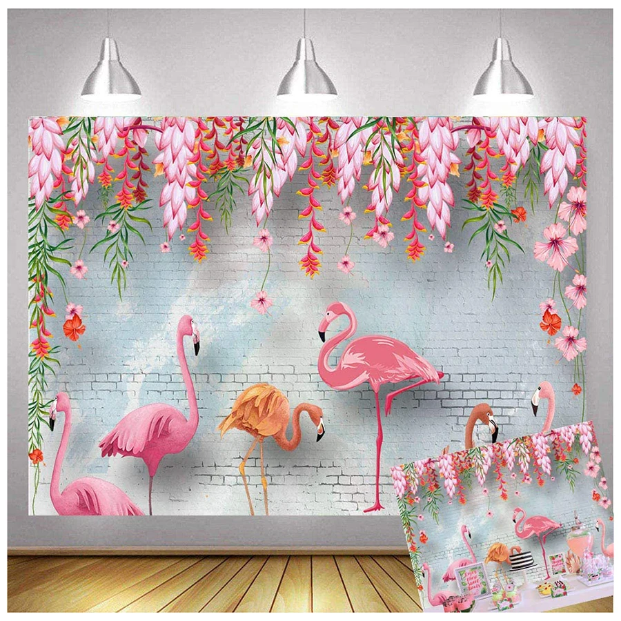 Summer Hawaiian Party Photography Backdrops Pink Flamingos Brick Wall Flowers Birthday Party Decoration Photo Backgrounds Banner
Summer Hawaiian Party Photography Backdrops Pink Flamingos Brick Wall Flowers Birthday Party Decoration Photo Backgrounds Banner