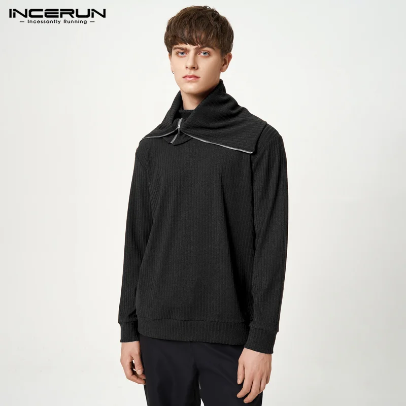 Tops 2023 American Style Handsome Men Large Lapel Zipper Design Pullovers Fashion Casual High Collar Solid Sweater S-5XL 
Tops 2023 American Style Handsome Men Large Lapel Zipper Design Pullovers Fashion Casual High Collar Solid Sweater S-5XL