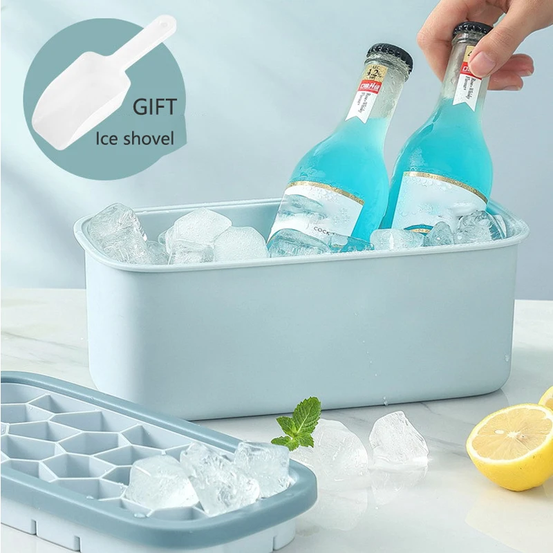 

Ice Cube Trays Silicon Bottom Ice Cube Storage Container Box with Lid Ice Mold Makers for Cool Drinks Kitchen Bar Tools Acces