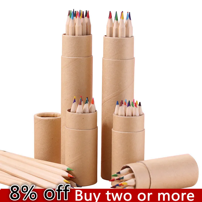 Дешевые карандаши 12 цветов для школьных принадлежностей 2022 Набор цветных