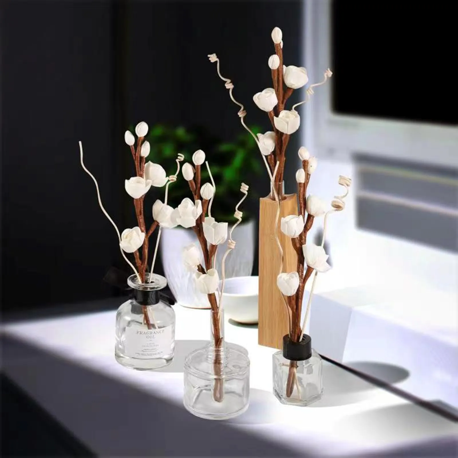 Multi-purpose Trmbacy Handmade Sola White rosewood flower reed diffuser with rattan branches for beautiful natural use in room f 
Multi-purpose Trmbacy Handmade Sola White rosewood flower reed diffuser with rattan branches for beautiful natural use in room f