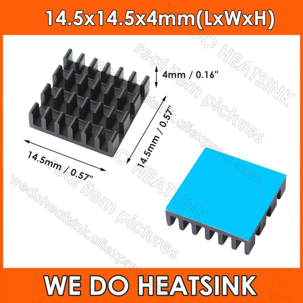14.5x14.5x4mm Black Aluminum Heatsink Slotted Fin for Cooling MOSFET VRam Regulators VRM Stepper Driver With Thermal Tapes Pad
14.5x14.5x4mm Black Aluminum Heatsink Slotted Fin for Cooling MOSFET VRam Regulators VRM Stepper Driver With Thermal Tapes Pad