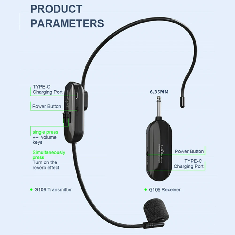 2.4G 2 Channels Wireless Headset Mic 50M Range For Speaker Voice Teaching Yoga Instructor Outdoor Live Electric Instrument
2.4G 2 Channels Wireless Headset Mic 50M Range For Speaker Voice Teaching Yoga Instructor Outdoor Live Electric Instrument