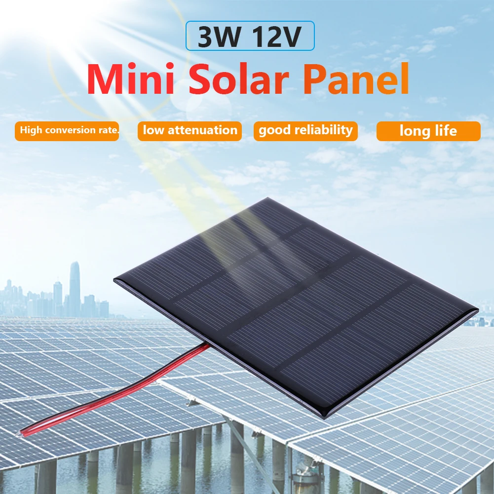 Mini Solar Panel 3W 12V Small Cell Module Polysilicon Board Portable Outdoor DIY Solar Charger 115x85mm for 9-12V Battery/Mobile
Mini Solar Panel 3W 12V Small Cell Module Polysilicon Board Portable Outdoor DIY Solar Charger 115x85mm for 9-12V Battery/Mobile