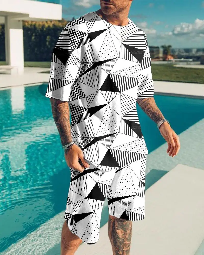Summer new fashion casual men's sportswear trend suit geometric pattern stitching 3D digital animal print short-sleeved suit
Summer new fashion casual men's sportswear trend suit geometric pattern stitching 3D digital animal print short-sleeved suit