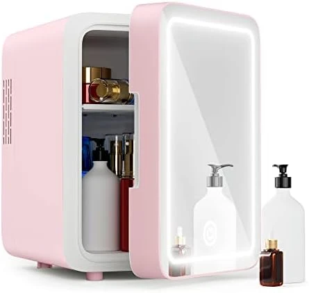 Skincare Fridge - Mini Fridge with Dimmable LED Mirror (4 Liter/6 Can), Cooler and Warmer, for Refrigerating Makeup, Skincare an
Skincare Fridge - Mini Fridge with Dimmable LED Mirror (4 Liter/6 Can), Cooler and Warmer, for Refrigerating Makeup, Skincare an