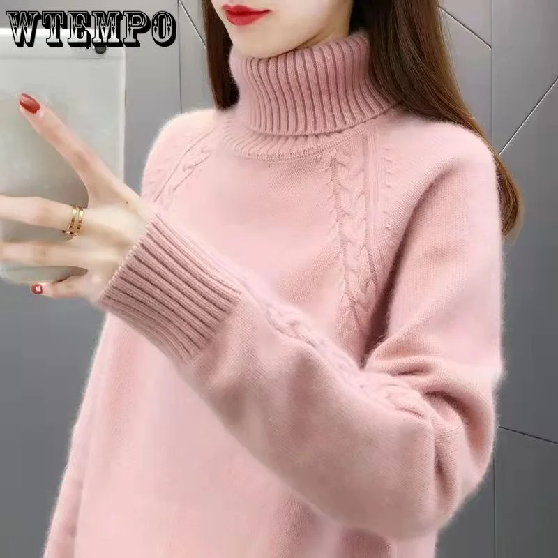 Women's Turtleneck Sweater Long Sleeve Knitwear Pullover Solid Color Korean Style Sweaters Autumn Winter Knitted Top
Women's Turtleneck Sweater Long Sleeve Knitwear Pullover Solid Color Korean Style Sweaters Autumn Winter Knitted Top