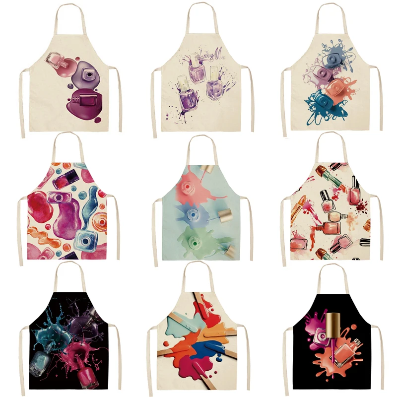 Kitchen Apron Colorful Nail Polish Bottle Print Sleeveless Linen Apron Men Women Household Cleaning Tools
Kitchen Apron Colorful Nail Polish Bottle Print Sleeveless Linen Apron Men Women Household Cleaning Tools