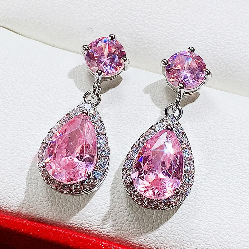 Temperament Pink Blue Clear Zircon Teardrop Dangle Earrings for Women Romantic Luxury Birthstone Wedding Banquet Jewelry Gift
Temperament Pink Blue Clear Zircon Teardrop Dangle Earrings for Women Romantic Luxury Birthstone Wedding Banquet Jewelry Gift