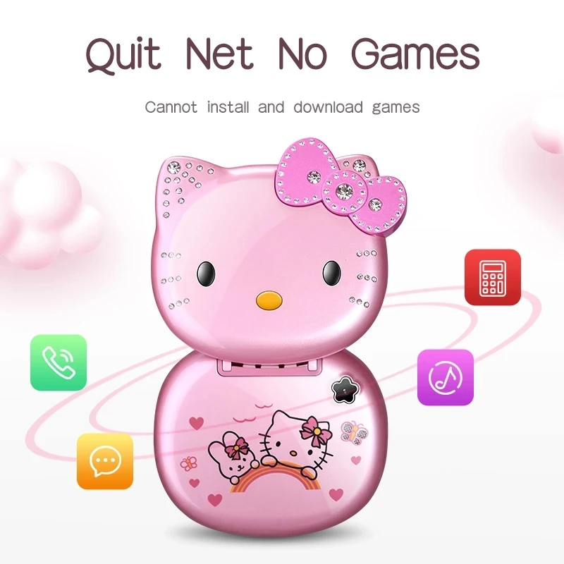 Милый подарок для девочки HelloKitty мини мобильные телефоны откидной мультяшный