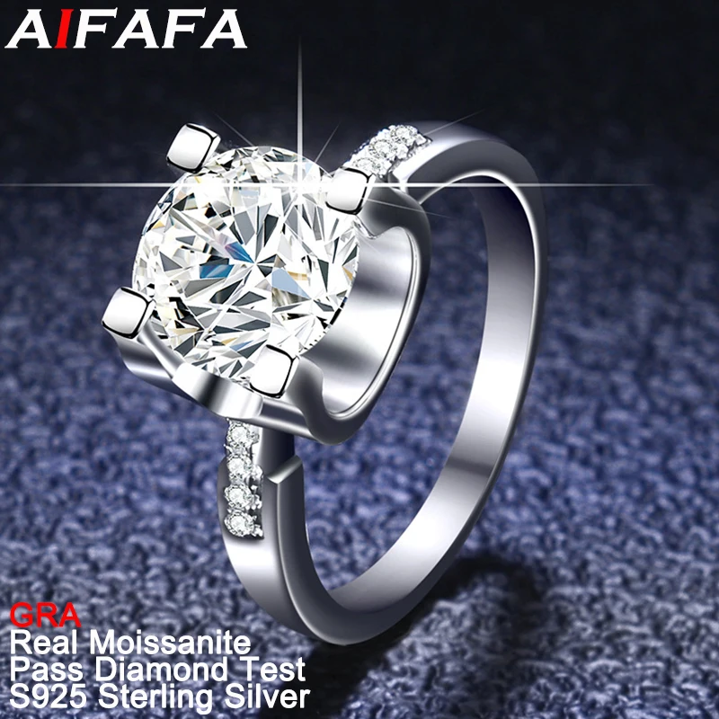 

AIFAFA 2 Carat Real Moissanite Wedding Rings for Women Sparkle Lab Grown Diamond 100% S925 Pure Silver Fine Jewelry Wholesale