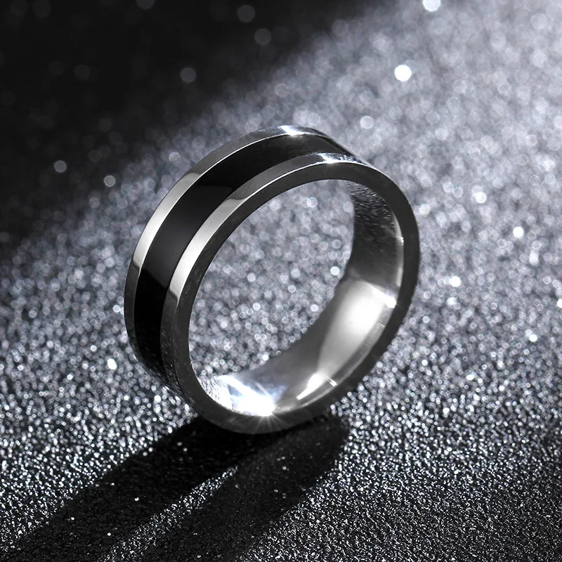 

Stainless Steel Rings Classic Alliance Wedding Rings for Women Men Black silver colour Color Rings Couple Jewelry Promise Band
