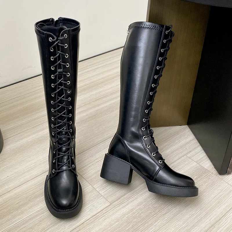 New Knee High Ladies Autumn Modern Boots For Women 2022 Zipper Female Shoes Fashion Round Toe Platform Heels Cross Tied Boots
New Knee High Ladies Autumn Modern Boots For Women 2022 Zipper Female Shoes Fashion Round Toe Platform Heels Cross Tied Boots