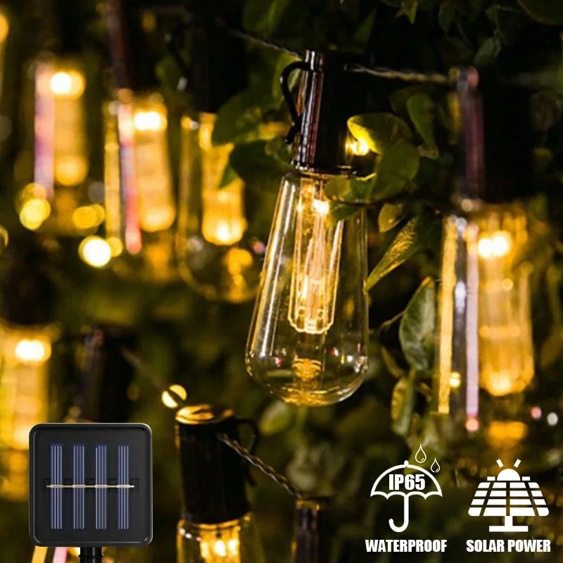 LED Solar String Lights IP65 Waterproof Outdoor Christmas Decoration Bulb Retro Holiday Garland Garden Furniture Fairy Lamp
LED Solar String Lights IP65 Waterproof Outdoor Christmas Decoration Bulb Retro Holiday Garland Garden Furniture Fairy Lamp