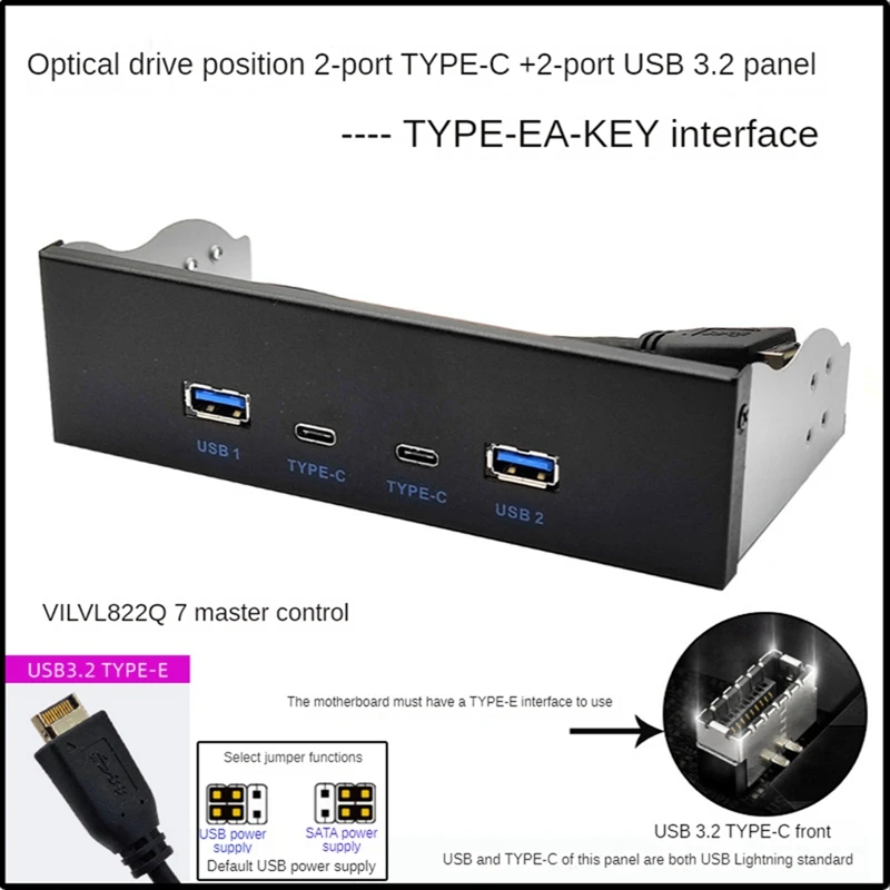USB3.2 TYPE-C 10Gbps Optical Drive Panel 2X USB GEN2+2X TYPE-C 3.5-Inch 5.25-Inch HUB 19PIN To C-Port Front Back Plug
USB3.2 TYPE-C 10Gbps Optical Drive Panel 2X USB GEN2+2X TYPE-C 3.5-Inch 5.25-Inch HUB 19PIN To C-Port Front Back Plug