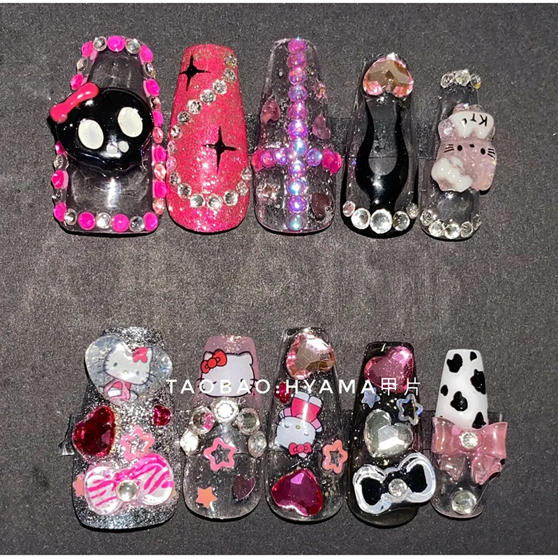 Sanrioed Hello kitty y2k Nail Patch Cartoon Nail Full Coverage Wearable Detachable Pure Handmade Phototherapy Nail Dark Manicure
Sanrioed Hello kitty y2k Nail Patch Cartoon Nail Full Coverage Wearable Detachable Pure Handmade Phototherapy Nail Dark Manicure