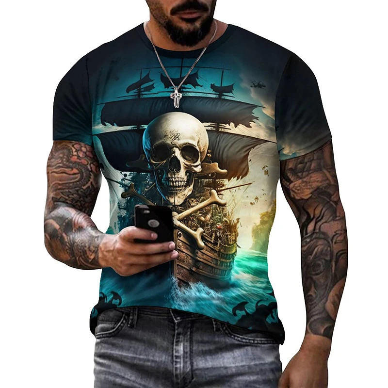 2023 New Summer Men Ship T-shirts 3D Pirate ShipSkeleton Short Sleeve T Shirt For Men Oversized Tops Cool Tee Homme Tops
2023 New Summer Men Ship T-shirts 3D Pirate ShipSkeleton Short Sleeve T Shirt For Men Oversized Tops Cool Tee Homme Tops