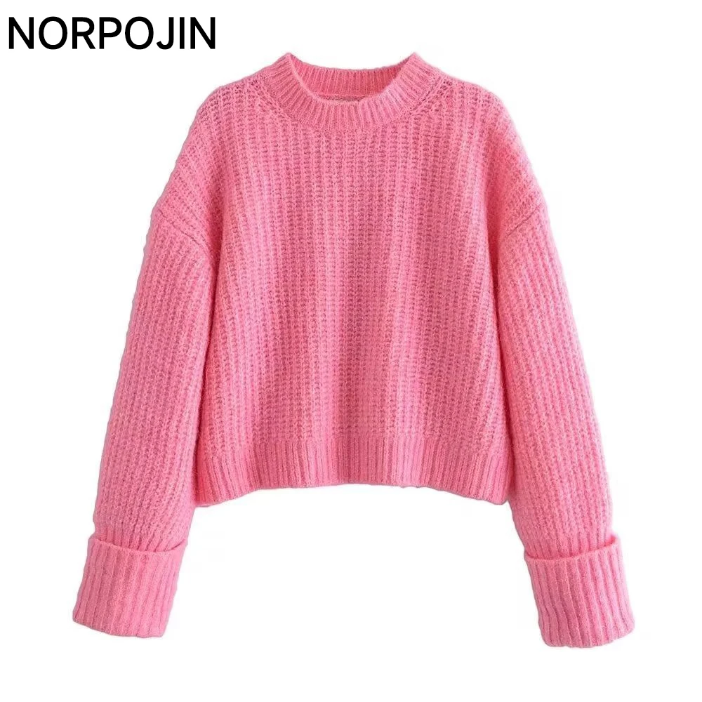 Cropped Women's Sweater Pink Pullover Roll-up Sleeves Sweaters Tops Winter Clothes Women Long Sleeve Top Jumpers Clothing
Cropped Women's Sweater Pink Pullover Roll-up Sleeves Sweaters Tops Winter Clothes Women Long Sleeve Top Jumpers Clothing