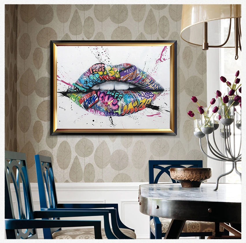 on The Wall Posters and Prints Wall Art Picture for Living Room Home Decor Show Teeth Lips Street Graffiti Art Canvas Painting
on The Wall Posters and Prints Wall Art Picture for Living Room Home Decor Show Teeth Lips Street Graffiti Art Canvas Painting