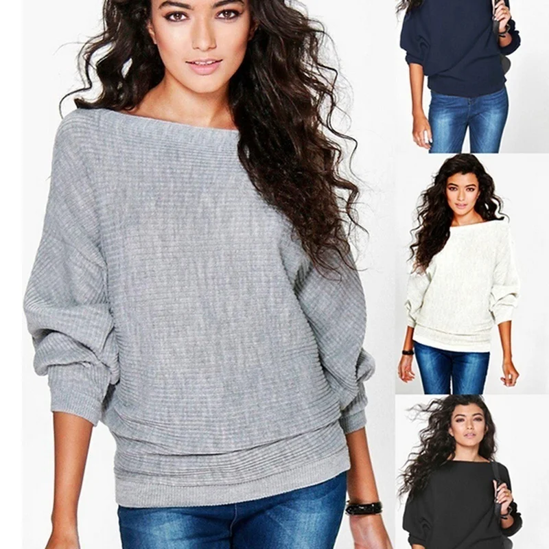 Winter Loose Knitted Pullovers Sweater Tops Women Fashion O-Neck Long Sleeve Ladies Knitted Pullover Jumper Bat Wing Casual Top
Winter Loose Knitted Pullovers Sweater Tops Women Fashion O-Neck Long Sleeve Ladies Knitted Pullover Jumper Bat Wing Casual Top