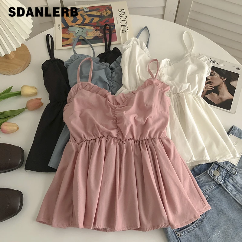 Ruffled V-neck Sleeveless Doll Shirt Women's Korean Style Solid Outer Wear Color Crop Tops Sweet Summer Single-Wear Camisole
Ruffled V-neck Sleeveless Doll Shirt Women's Korean Style Solid Outer Wear Color Crop Tops Sweet Summer Single-Wear Camisole