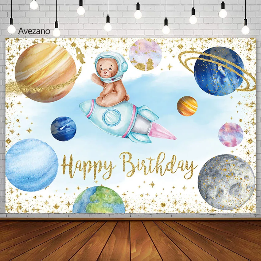 

Avezano Космос Вселенная фотография фон новорожденный день рождения медведь планеты Декор детский душ фоны фотостудия фотозона