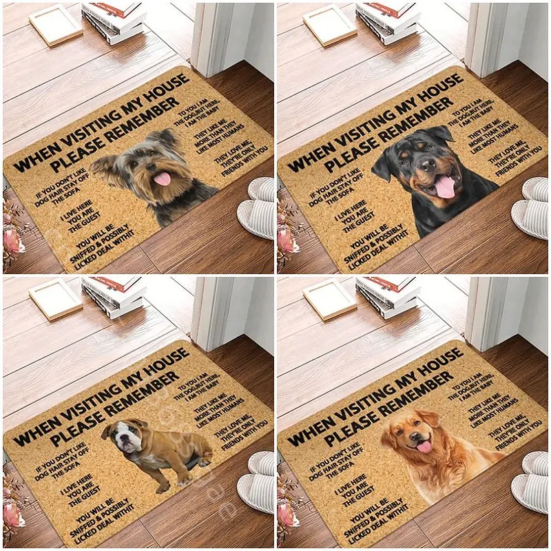 

Yorkshire Terrier Dogs Carpet Please Remember Door Mat Anti-Slip Floor Kitchen Living Room Entrance Rug Welcome Doormat Decor