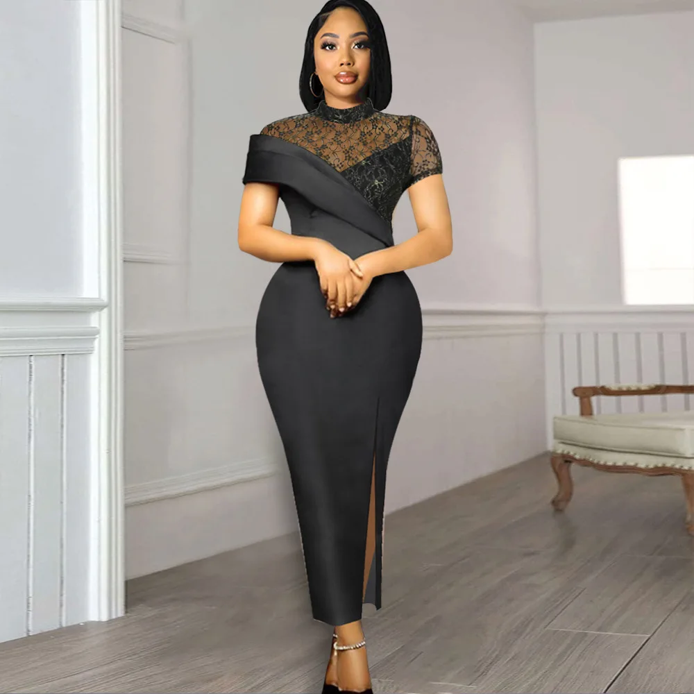Women Dresses Lace Patchwork Elegant Party Sheer Sleeves Slim See Through Classy Retro Summer Vintage Lady Homecoming Gowns
Women Dresses Lace Patchwork Elegant Party Sheer Sleeves Slim See Through Classy Retro Summer Vintage Lady Homecoming Gowns