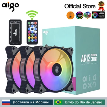 Aigo AR12 120mm pc gamer computer Case Fan RGB 12v Heatsink aura sync Cooler argb Silent controller kit fan cooling ventilador