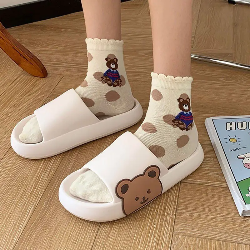 Summer Women Men's Slippers Indoor Bath Thick Platform Non-slip Home Couple Cartoon Flip Flops Bear Beach Sandals Ladies Shoes
Summer Women Men's Slippers Indoor Bath Thick Platform Non-slip Home Couple Cartoon Flip Flops Bear Beach Sandals Ladies Shoes