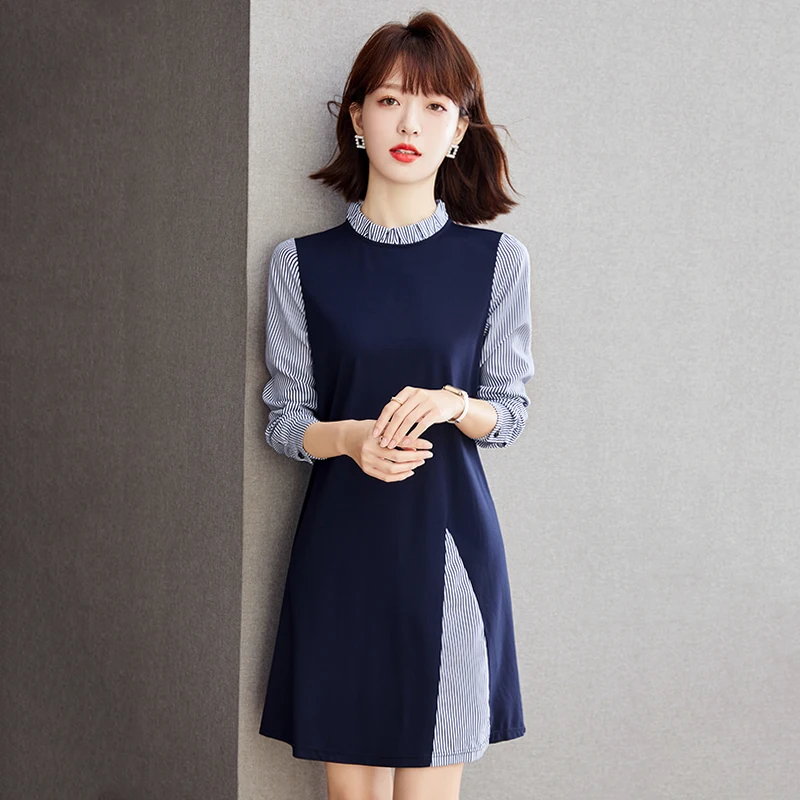 2023 Autumn Long Sleeve Stripe Spliced Stand Collar Dress for Women Elegant Chic Office Lady Slim Fit Mid-long Dresses A1765
2023 Autumn Long Sleeve Stripe Spliced Stand Collar Dress for Women Elegant Chic Office Lady Slim Fit Mid-long Dresses A1765