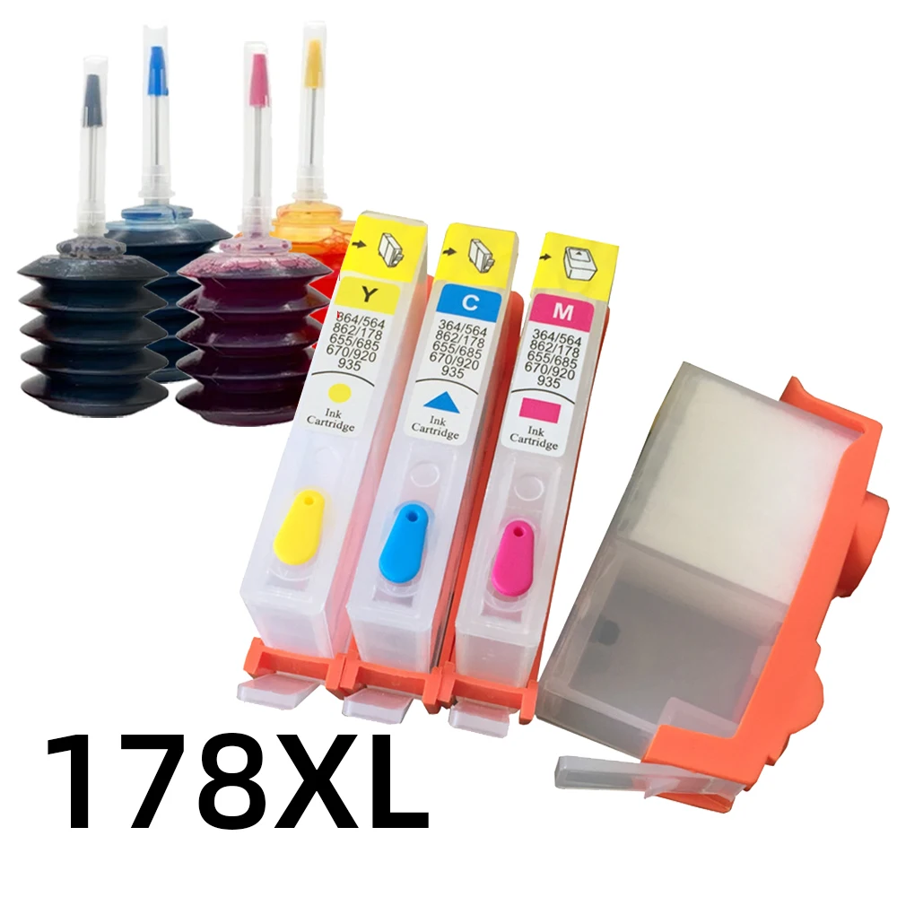 178 Refillable Ink Cartridge Replacement for HP Photosmart 7510 C311a B8550 B8553 C5324 C5370 C5373 C5380 C5383 C5388 Printer
178 Refillable Ink Cartridge Replacement for HP Photosmart 7510 C311a B8550 B8553 C5324 C5370 C5373 C5380 C5383 C5388 Printer