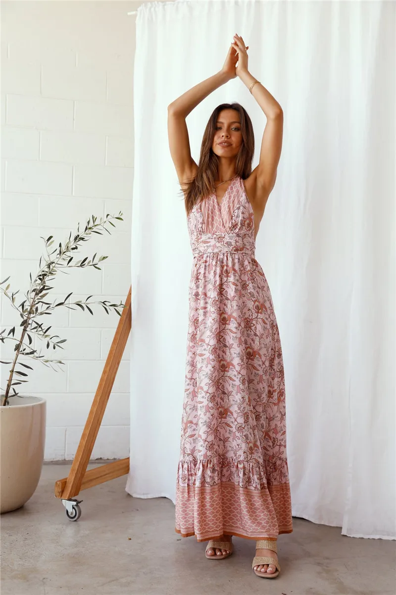Summer Ladies Elegant V Neck Maxi Dress Party Casual Beach Holiday High Waist Print Vestidos Sleeveless Commuter Dress 9A014
Summer Ladies Elegant V Neck Maxi Dress Party Casual Beach Holiday High Waist Print Vestidos Sleeveless Commuter Dress 9A014