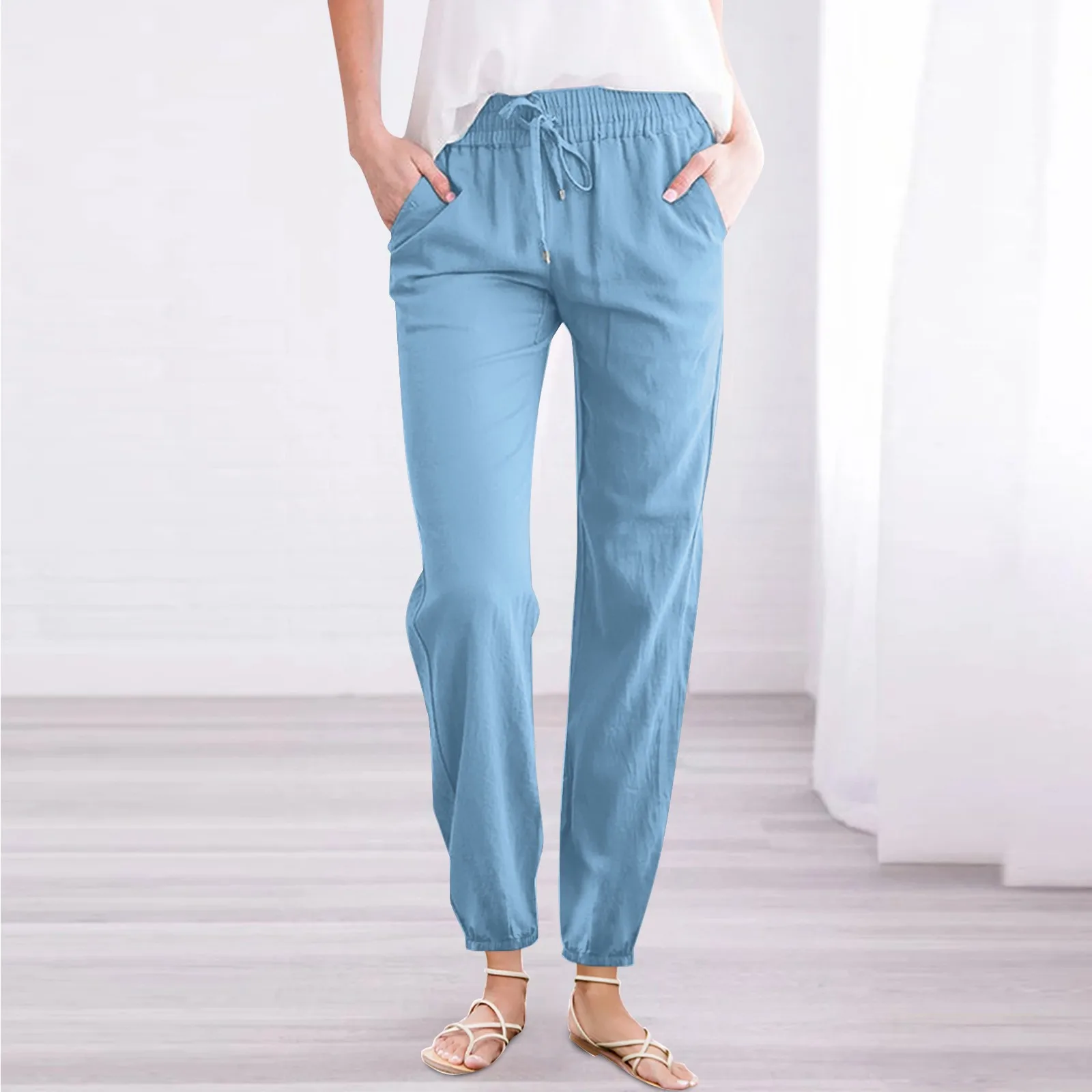 Elegant Solid Imitation Cotton Linen Pants Women Trousers Spring Summer Elastic Waist Solid Color Casual Work Wear Female Jersey
Elegant Solid Imitation Cotton Linen Pants Women Trousers Spring Summer Elastic Waist Solid Color Casual Work Wear Female Jersey