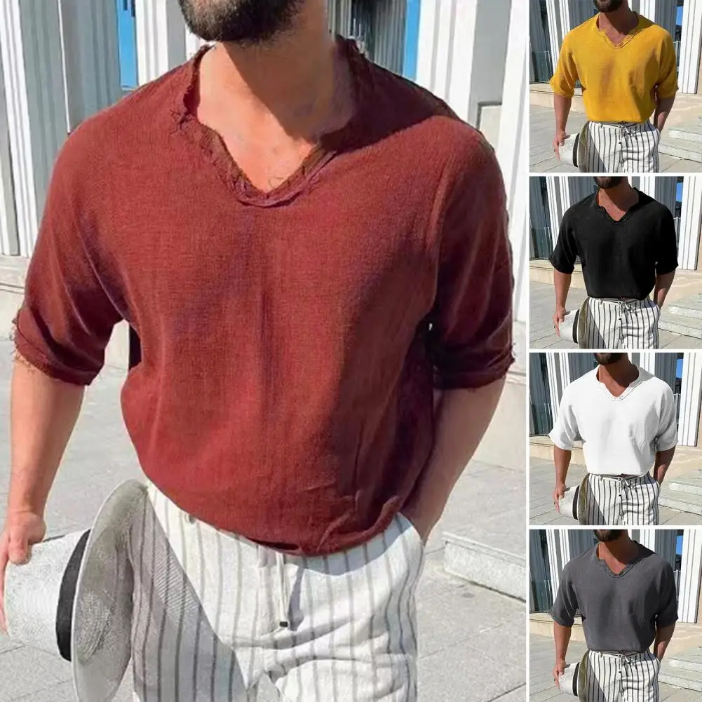 Fashion Vintage Solid Color Shirts Men Summer Casual Loose Long Sleeve V-Neck Shirt Men Pullover Streetwear camisa masculina
Fashion Vintage Solid Color Shirts Men Summer Casual Loose Long Sleeve V-Neck Shirt Men Pullover Streetwear camisa masculina