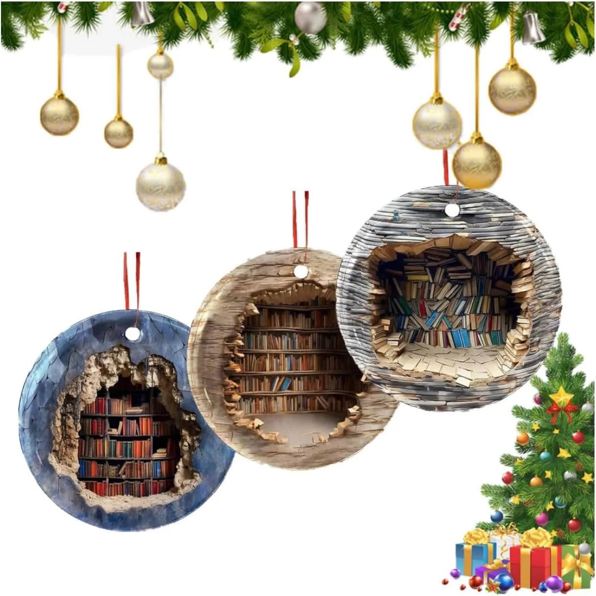 New 3d Bookshelf Ceramic Crafts Decorative Pendant Creative 3d Space Bookshelf Home Decoration Christmas Tree Pendant
New 3d Bookshelf Ceramic Crafts Decorative Pendant Creative 3d Space Bookshelf Home Decoration Christmas Tree Pendant