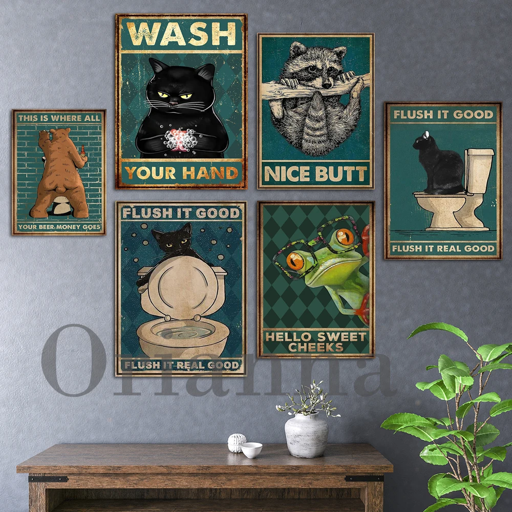 Wash Your Hand Funny Black Cat Frog Beer Bear Raccoon Retro Art Prints Posters Modern Home Bathroom Toilet Decor Painting Gift
Wash Your Hand Funny Black Cat Frog Beer Bear Raccoon Retro Art Prints Posters Modern Home Bathroom Toilet Decor Painting Gift