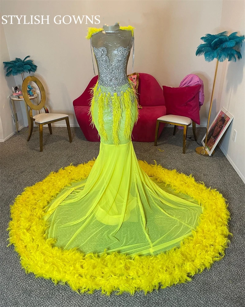 Yellow Sheer O Neck Long Prom Dress For Black Girls 2023 Beaded Crystal Tassel Birthday Party Dresses Mermaid Feathers Evening
Yellow Sheer O Neck Long Prom Dress For Black Girls 2023 Beaded Crystal Tassel Birthday Party Dresses Mermaid Feathers Evening