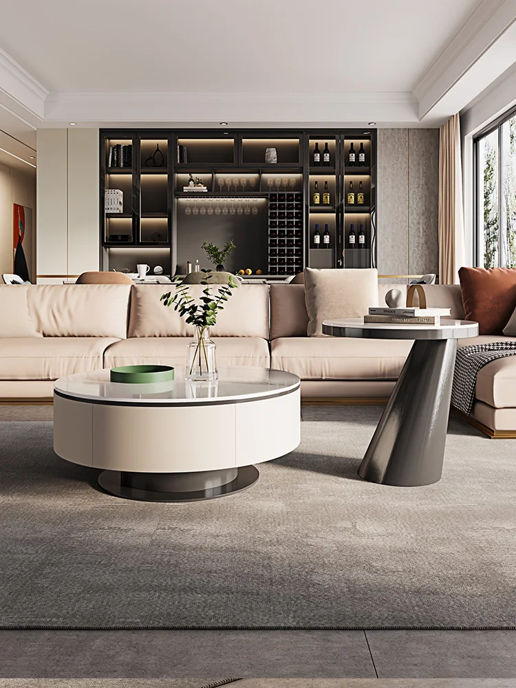 Rock plate tea table Italian light luxury TV cabinet combination cream style simple Nordic living room family size round tea
Rock plate tea table Italian light luxury TV cabinet combination cream style simple Nordic living room family size round tea