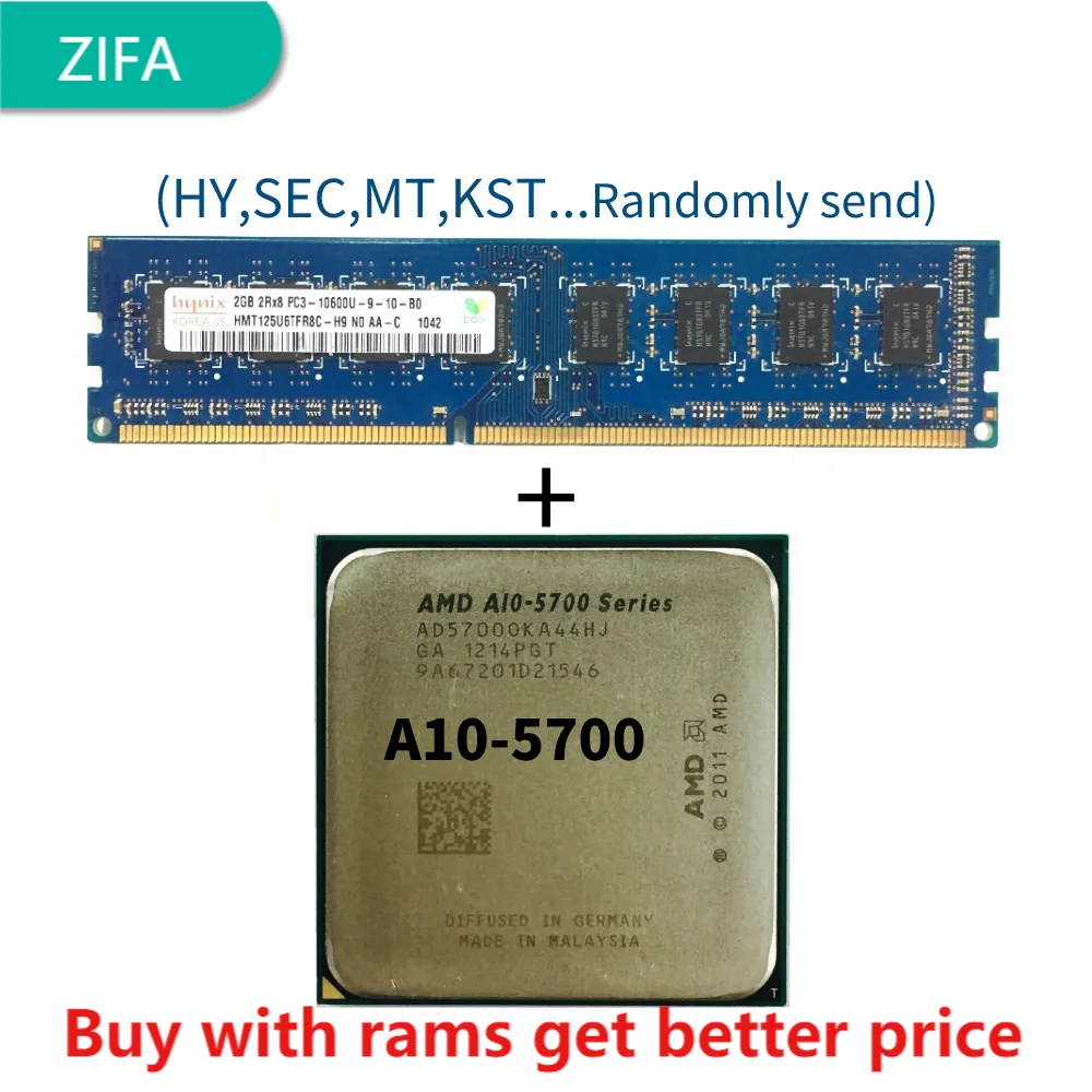 DDR3 2G 1333Mhz with A10-Series A10-5700 A10 5700 A10 5700K 3.4 GHz Quad-Core CPU Processor AD5700OKA44HJ Socket FM2
DDR3 2G 1333Mhz with A10-Series A10-5700 A10 5700 A10 5700K 3.4 GHz Quad-Core CPU Processor AD5700OKA44HJ Socket FM2