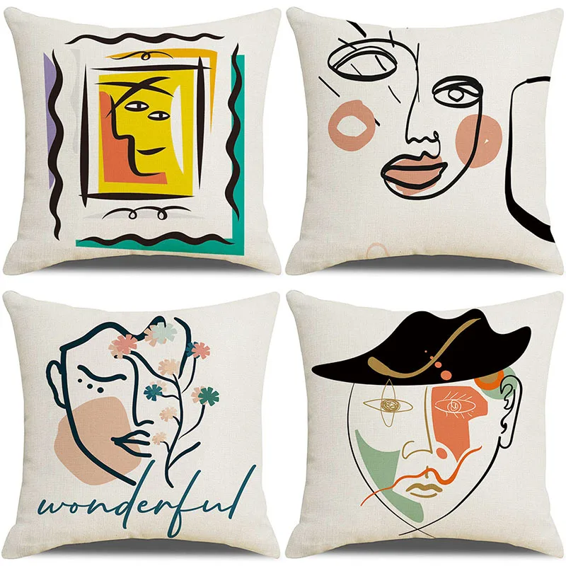Abstract Human Face Pillow Case Creative Colorful Simple Modern 45*45CM Linen Home Decor Soft Bedroom Sofa Cushion Covers 2022
Abstract Human Face Pillow Case Creative Colorful Simple Modern 45*45CM Linen Home Decor Soft Bedroom Sofa Cushion Covers 2022
