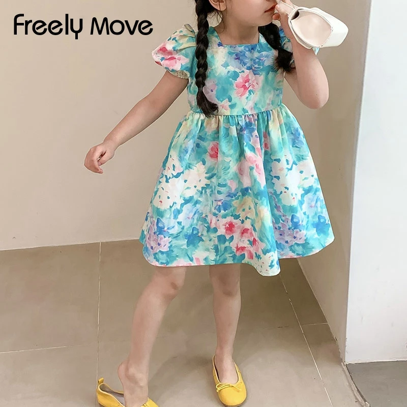 Freely Move Summer Casual Dress Kids Dresses For Girls Flower Girls Dress Baby Girl Party Floral Blue Dress Children Clothes
Freely Move Summer Casual Dress Kids Dresses For Girls Flower Girls Dress Baby Girl Party Floral Blue Dress Children Clothes