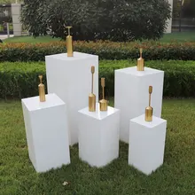 3/5pcs Cube Cylinder Pedestal Display Iron White Art Decor Cake Rack Plinths Pillars for DIY Wedding Decorations Holiday