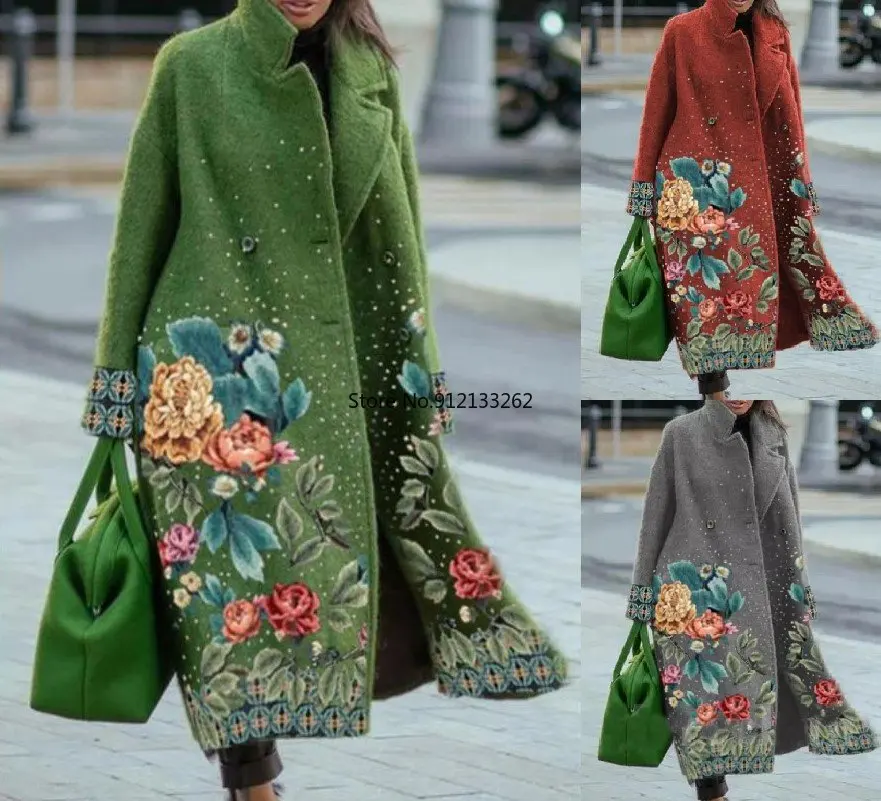 Autumn Winter African Women Long Sleeve Polyester Printing Long Coat African Clothes for Women Fashion Style Women Wool Blend
Autumn Winter African Women Long Sleeve Polyester Printing Long Coat African Clothes for Women Fashion Style Women Wool Blend