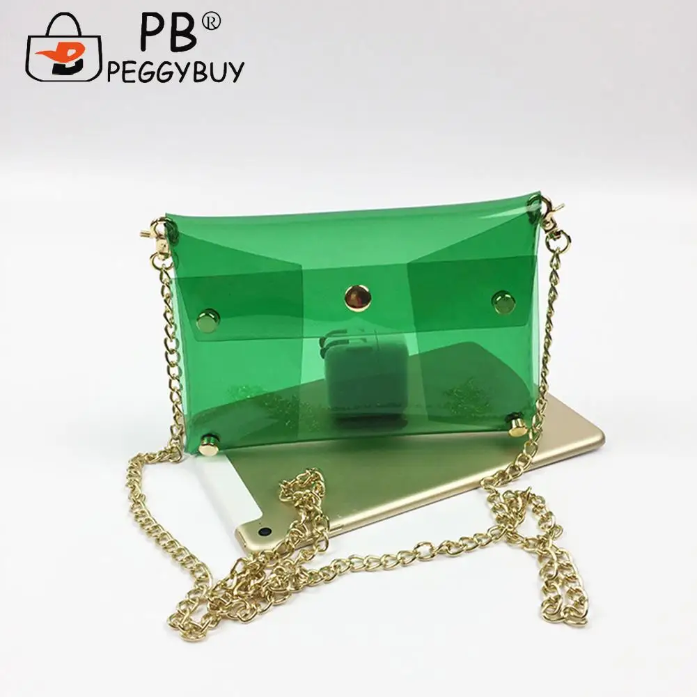 Fashion Women PVC Transparent Thin Metal Chain Shoulder Crossbody Bag Lady Casual All-match Solid Color Flap Handbags
Fashion Women PVC Transparent Thin Metal Chain Shoulder Crossbody Bag Lady Casual All-match Solid Color Flap Handbags