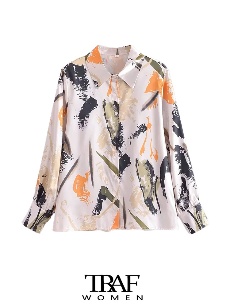 TRAF Women Fashion Printed Loose Shirts Vintage Long Sleeve Button-up Female Blouses Blusas Chic Tops 
TRAF Women Fashion Printed Loose Shirts Vintage Long Sleeve Button-up Female Blouses Blusas Chic Tops
