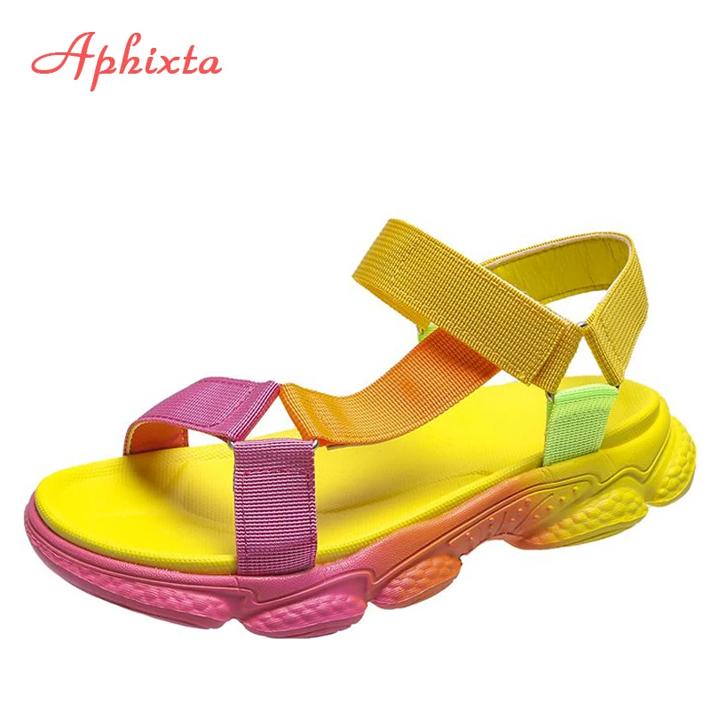 Aphixta 2022 Summer Colorful Platform Sandals Women Hook & Loop Canvas Fabrics Peep Toe Shoes Slides Plus Big Size 43
Aphixta 2022 Summer Colorful Platform Sandals Women Hook & Loop Canvas Fabrics Peep Toe Shoes Slides Plus Big Size 43