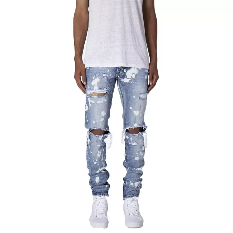 Men Jeans Distressed Snow Wash Paint Dot Design Pencil Pants Mens New Fashion Slim Jean Knee Holes Denim Trousers Kot Pantolon
Men Jeans Distressed Snow Wash Paint Dot Design Pencil Pants Mens New Fashion Slim Jean Knee Holes Denim Trousers Kot Pantolon
