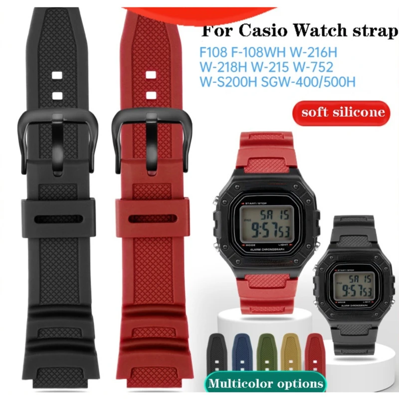 Rubber Watchband For Casio F108 F-108WH W-216H W-218H W-215 W-752 W-S200H SGW-400/500H Waterproof Resin Silicone Dust-Free Watch
Rubber Watchband For Casio F108 F-108WH W-216H W-218H W-215 W-752 W-S200H SGW-400/500H Waterproof Resin Silicone Dust-Free Watch