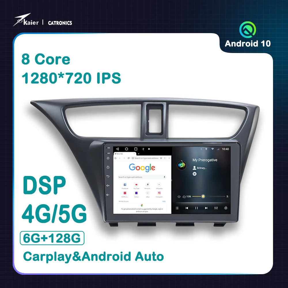 KAIER Octa Core Android 10 6+128G CATRONICS for Honda Civic Hatchback 2013-2015Multimedia Radio Car DVD GPS Player with DSP 4G
KAIER Octa Core Android 10 6+128G CATRONICS for Honda Civic Hatchback 2013-2015Multimedia Radio Car DVD GPS Player with DSP 4G